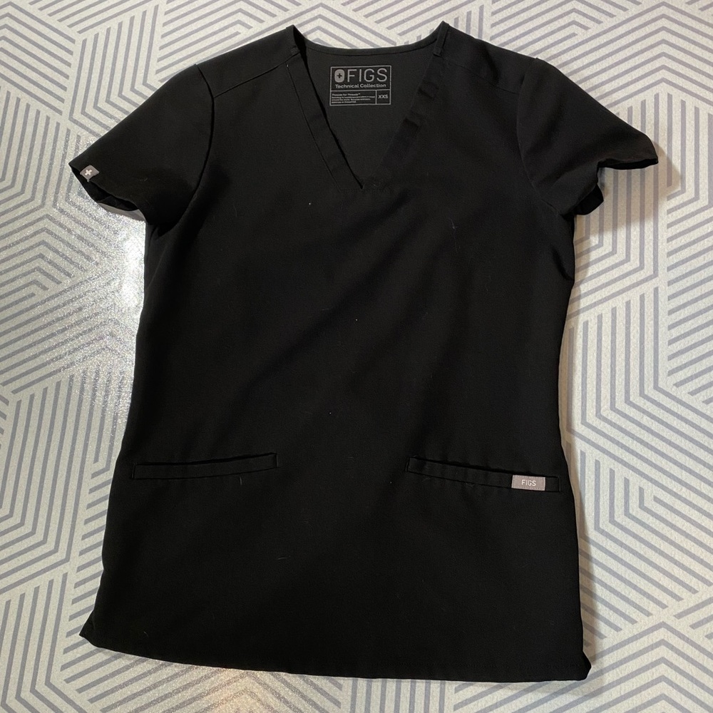 FIGS Scrubs Black Casma top XXS bottoms Zamora joggers XXSP